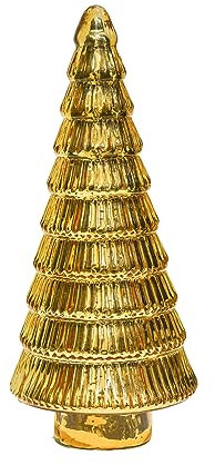 Ivyline Juniper Gold Glass Tree – Sustainable & Hand Finished Christmas Tree Ornament – Seasonal Holiday Party Decoration – H31 x D14cm