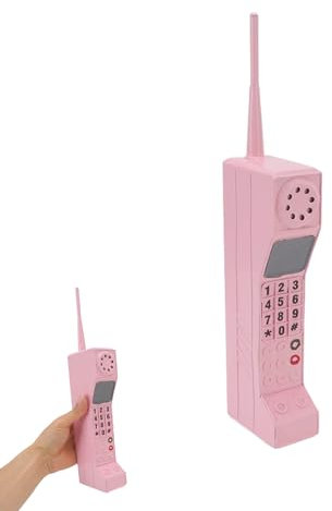 VINGVO Retro Cellphone Model, 80s 90s Old Brick Phone Prop, Fake Phone Prop for Halloween Party, Photography Props, Photo Studio Decorations (Pink)