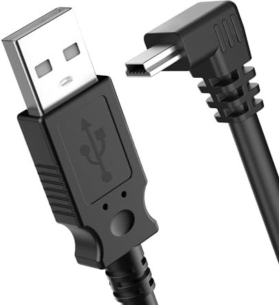 Pixelman Charging Cable for Garmin GPS, 9.8Ft Mini USB 90 Degree Shielded Charger Cable for Nuvi, Zumo XT, Drivesmart 65 - Replacement Power Cord Car Charger