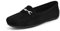 DREAM PAIRS Damen Loafer Bequeme Mokassins Slippers Damen Niedrige Schuhe Faltbare Klassische Loafer SCHWARZ-Suede 42 (EUR) SDLS2205W-NEW-E