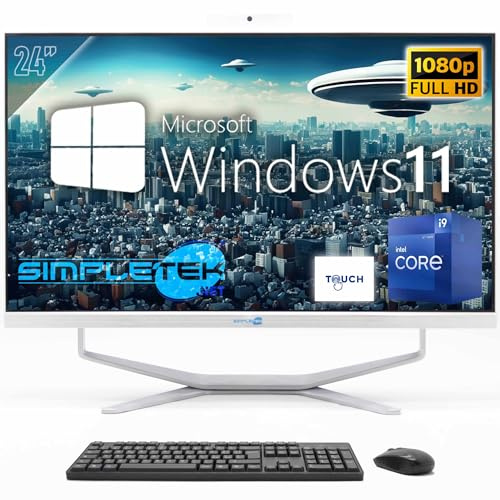 SIMPLETEK - Desktop-PC ALL in One Touchscreen 24 FHD | Core i9 12°Gen 14 Core | 8GB RAM SSD 240GB | Windows 11 Pro und integrierte 2K Webcam