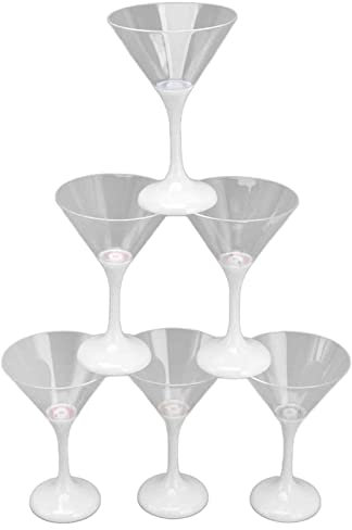 Martini Glasses, LED Light Up Cups Wine, Led Flashing Martini Cocktail Glasses, 6PCS LED Light Up Flashing Plastic Martini Glasses 210ml Led Cocktail Glasses with Stem Party Prop Glow Cup