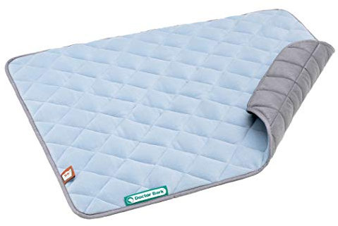 Doctor Bark Hundedecke Fleece Wendedecke - Flauschige, robuste Hundematte für mittlere Hunde - Liegedecke, waschbar bis 95°C (Himmelblau/Hellgrau, M - 80x70 cm)