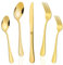 Cubiertos dorados acero inoxidable 30 uds con cuchillos tenedores cucharas soperas cucharillas postre tenedores postre aptos lavavajillas hogar restaurantes cuberteria dorada