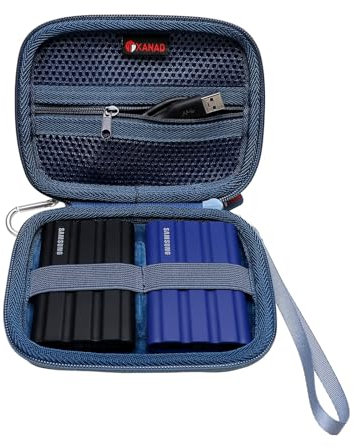 XANAD Dur Étui de Voyage Rigide pour Samsung SSD Externe T7 Portable T7 Shield Portable T9 de Protection Housse (Bleu)