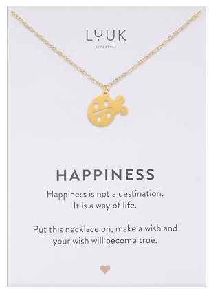 LUUK LIFESTYLE dezente Halskette mit Marienkäfer Plättchen Anhänger, Glückssymbol, Wegbegleiter, aufmerksames und zeitloses Schmuckgeschenk, Gold