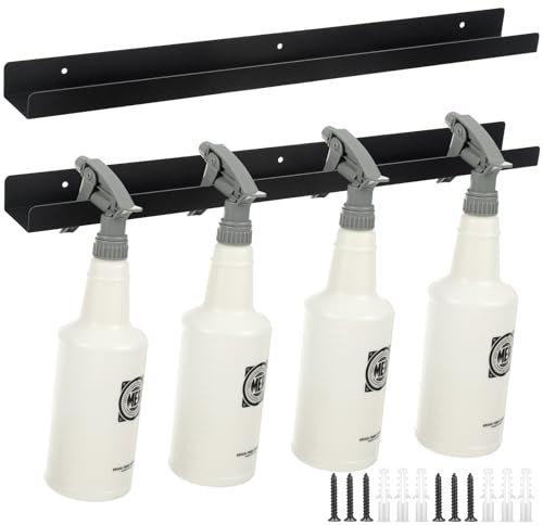 MorningRo 2 Pcs Spray Bottle Holder Wall Mounted Spray Bottle Storage Rack with Hardware Spray Bottle Hanger Spray Bottle Organizer, Holds up to 12 Sprayers (16 Oz) for Mobile Garage Home Organizer