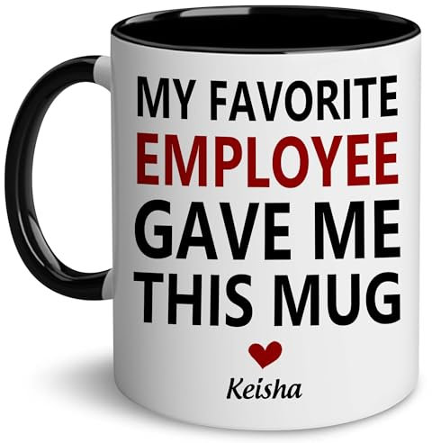 CAYVUSUA Regalos personalizados para jefes – Taza personalizada para compañeros de trabajo – Mi empleado favorito me dio esta taza – Divertida taza de oficina para jefe, gerente, compañero de trabajo