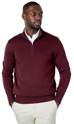Xposed Mens 100% Cotton Fine Knit Zip Neck Jumper Classic Regular Fit Pullover Sweater