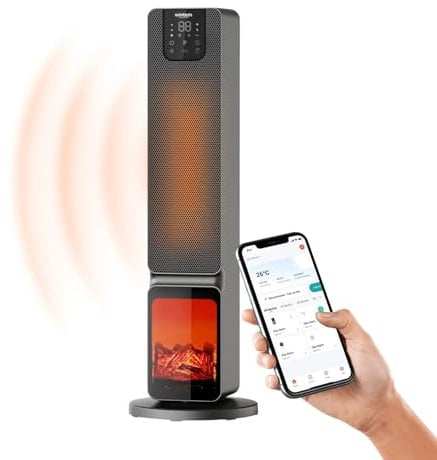 Wintem Termoventilatore in ABS+PC con Display LED per un Controllo Intuitivo, Comoda App e Telecomando per Controllo da Remoto - Funzione Oscillante e 2 Intensità di Calore 800W e 2000W
