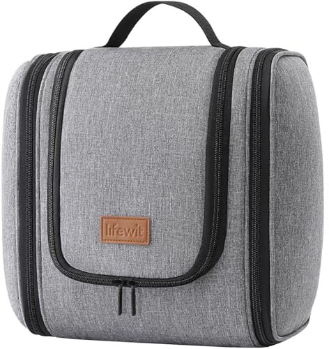 Lifewit Large Travel Toiletry Bag for Men and Women, Hanging Washbag with Handle and Mesh Pockets, Gym Shaving Shower Overnight Bag for Toiletries Accessories, Grey