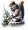 heimtexland ® Weihnachtskissen Soft Velour Dekokissen Weihnachten Geschenk Deko Kissenhülle Typ652 Eichhörnchen