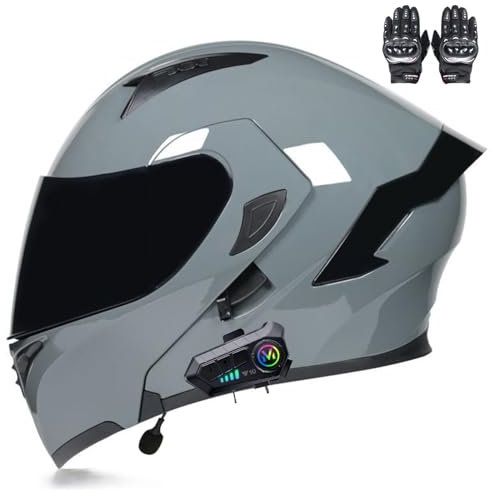 Beyswage Casco Modular Moto Bluetooth con Doble Visera, Homologado ECE, Adecuado para Hombre Mujer Adulto, Talla M-XXL(55-62CM)