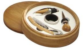 Brandani 52919 Set Degustazione Vino 4 Pezzi con Cofanetto in Bamboo – Elegante Set per Gli Amanti del Vino