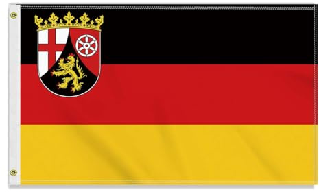 Große 90×150 CM Rheinland-Pfalz Flagge,großes 150D Deutsche Bundesland Freundschafts banner, Deutschlandfahne Doube-Seitendruck Dekor Messingösen large Rhineland-Palatinate