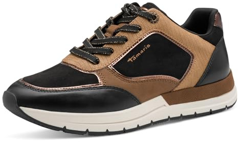 Tamaris Damen Low-Top Sneaker, Frauen Halbschuhe,Wechselfußbett,Comfort Lining,straßenschuhe,Strassenschuhe,Sportschuhe,Black Comb,42 EU