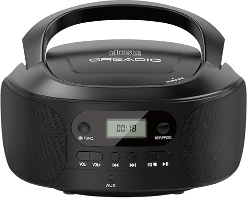 Greadio Boombox CD Player, Boom Box Portable CD Players for Home,Compatible with CD, CD-R, CD-RW, Support AUX, DC Charging/Battery Operated