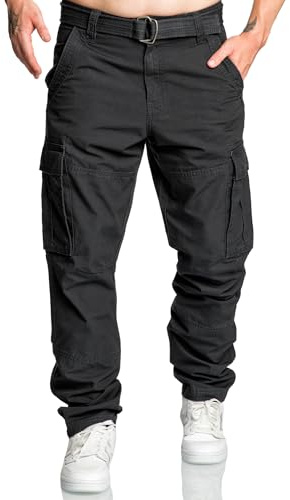 REPUBLIX Herren Cargohose Loosefit Jogger Chino Hose Inkl. Gürtel R7028