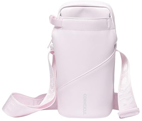 Corkcicle Sac à bandoulière pour bouteille d'eau – Sangle réglable – Poche intérieure rembourrée – Convient aux gobelets de 473,6 à 1284 ml – Cadeau d'été – Quartz rose