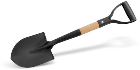 blizz-z Spatenschaufel kompakt mit D-Griff und robustem Holzstiel in Profiqualität | Spitz-Spaten, Grabspaten, Feldspaten klein | vormontiert