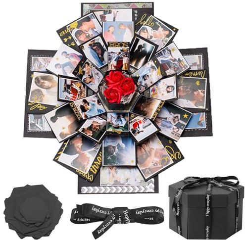 VIDSTW Explosionsbox Geburtstag Ü‌berraschungsbox DIY Fotoalbum Surprise Box Mystery Box für Fotos Platzieren Explosionsbox Valentinstag für Valentinstag Muttertag Geburtstage Jubiläen
