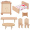 VICASKY 1satz Möbel Set Mit Bett Kleiderschrank Tisch Und Stühlen Miniatur Spielzeug Teiliges Schlafzimmer Zubehör Für Puppenhäuser