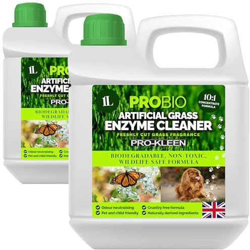 Pro-Kleen ProBio Artificial Grass Cleaner Probiotic Based Deodoriser Odour Eliminator 2 x 1L Non-Toxic Cruelty-free Pet Friendly. Fresh Cut Grass fragrance. Naturally derived Probiotic Cleaning