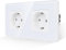 JIMEIDA Enchufe doble blanco, placa de cristal curvado 2,5D, 16 A, enchufe Schuko, empotrado, enchufe de pared, 157 x 86 mm, 250 V