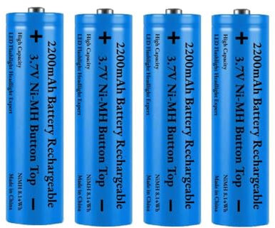 4 Stück Akku 2200mAh NI-MH Wiederaufladbarer, 3.7V Button Top NiMH Akkus, 3.7Volt Hohe Kapazität Knopfleiste Batterie für Kamera/Kleinen Lüfter/LED Stirnlampe/Solarleuchten, Mit Aufbewahrungsbox
