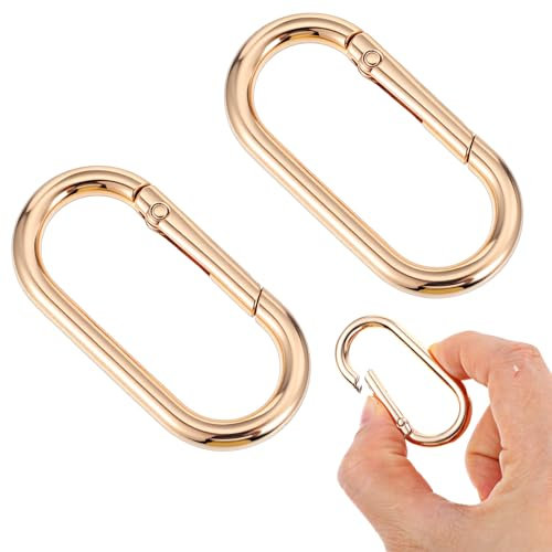 2 Pcs Spring O Rings Clip Keychain, Round Carabiner Clips, Gold Key Rings for Purse, Bag, Handbag, Keychains