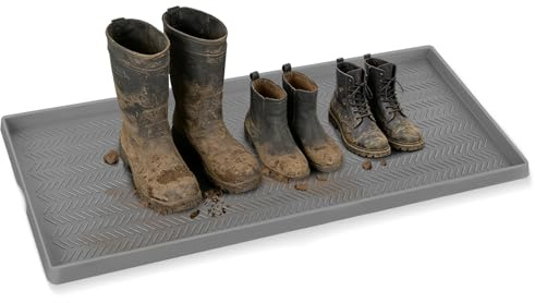 Kalolary Non-Slip Extra Large 40x16 In Silicone Boot Tray for Entryway | Shoe Trays Mat for Indoor Outdoor Use, Shoe Mat Tray for Muddy & Wet Shoes Waterproof Shoe Rug for Patio Porch Room