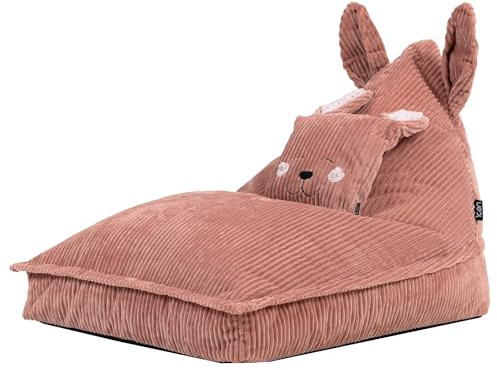 Icon Robyn Kaninchen Sitzsack Kinder, Rosa, Flauschiger Cord Stoff, Sitzsack Cord mit Füllung, Bequemer Kinder Sessel, Kuschelsessel, Lese Sessel, Schlafzimmer, Kinderzimmer, Spielzimmer