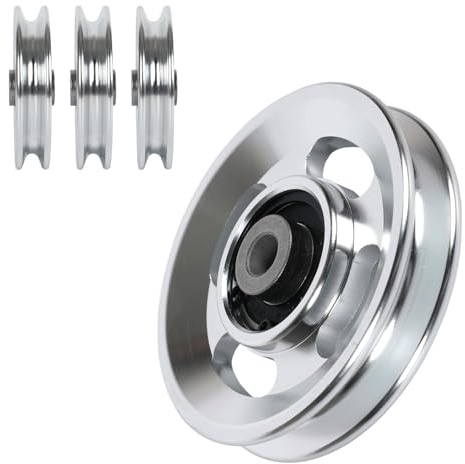 Inscrip Seilrolle 90 mm, 4 Stk Aluminiumlegierung Umlenkrolle Fitness Latzug Fitnessgeräte, Kraftstation Ersatzteile Riemenscheibe, für Sportgeräte und Garagentor Rollen Gym Übungen Zubehör (Silber)