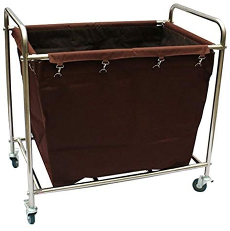 Edelstahl-Wäschewagen mit abnehmbarer Tasche, Allzweck-Service Trolley auf Rädern, robuster Rollwagen für Werkzeuge und Wäsche, platzsparendes Design