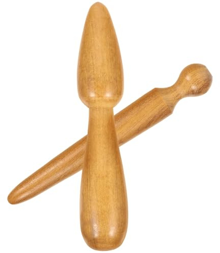 TIKODIDA 2 Bâtons De Massage En Bois Outil D'Acupression Brun Clair | Bois Brun Clair, 2 Tailles Incluses, 2 X Bâtons De Massage En Bois, Usage Main Et Pieds