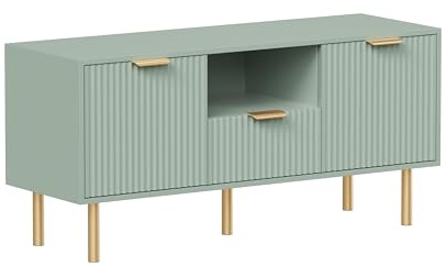 CFDZ Morden TV Stand Cabinet TV Unit with 2 Doors 1 Drawer and Open Shelf Media Console Entertainment Unit Stylish TV Console for Living Room, Green