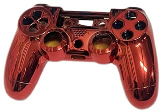 OUTLETISSIMO® Scocca Completa di Ricambio per Controller PS4 - Compatibile con Versione V2 (JDM-040/050/055) - Rosso Chrome