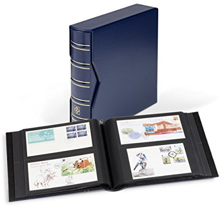 Leuchtturm 354422 Sammel-Album für 200 First-Day-Cover FDCs oder Briefe in DIN lang, inkl. Schutzkassette - blau