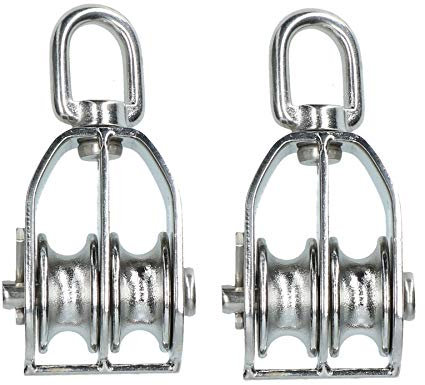 32mm Doppelte Seilrolle Block Anschlagmittel Marine Edelstahl Schwenkbar 2pk
