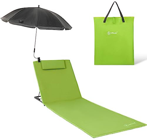 Homecall Matelas de plage rembourré à séchage rapide avec parasol intégré, format XXL (Vert)