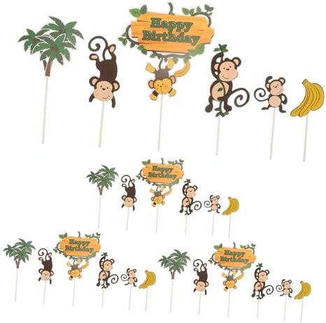 24 Stücke Dschungel Tiere Kuchen Topper Cupcake Picks Affe Tortenstecker Cake Tortendeko Kuchendeko für Baby Mädchen Kinder Geburtstag Party Deko