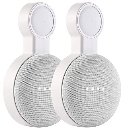 Outlet Wall Mount Holder for Google Home Mini and Google Nest Mini, A Space-Saving Accessories with Cord Management for Google Mini Smart Speaker, No Messy Wires or Screws (2 Pack)