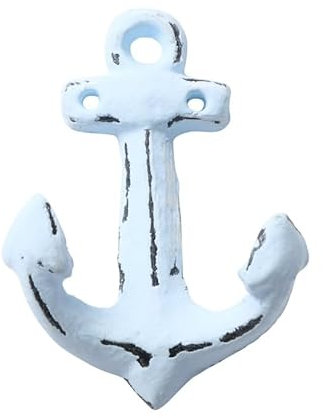 RiloStore 2er SET Wandhaken Gußeisen Anker hellblau Haken Eisen Gaderobe Nostalgie maritime Dekoration Wandhaken Kleiderhaken Mehrzweckhaken
