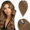 Silk-co Hair Topper Echthaar, 10x12cm Basis Toupet Damen, Haartopper Echthaar mit Remy Seide Basis, Haar Topper Clip in Haarteil Extensions, 25cm06# Hellbraun
