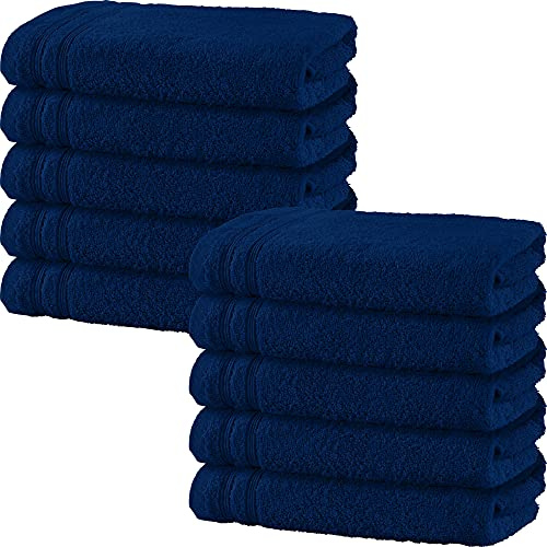 Erwin Müller Handtuch 10er-Pack Heidelberg 100% Baumwolle Marine Größe 50x100 cm - saugstark, gut trocknend, kompakt, leichte Qualität - ideal für Sport, Strand, Reisen