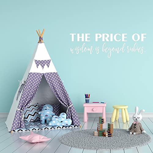 Wandaufkleber The Price of Wisdom Is beyond Rubies Inspirierender Wandaufkleber Motivierende Bürodekoration Zitat Heimdekoration für Schlafzimmer, Wohnzimmer, Büro, 55,9 cm