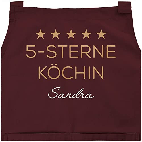 SpecialMe® Kochschürze Küchenschürze Damen 5 Sterne Köchin personalisierte Schürze für Frauen mit Namen Baumwolle bordeauxrot unisize