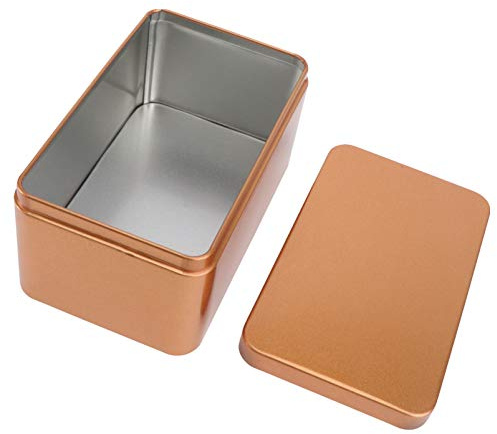 Housoutil Leere Blechschachtel mit Deckel Metalldose Rechteck- Lagerbehälter für Tee Leckereien Geschenke Kerzen Gefälligkeiten Und Handwerk (Golden)