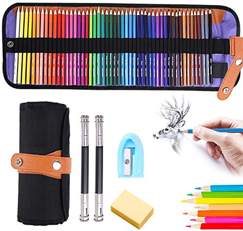 JOYBOY Buntstifte Set,50tlg Zeichenstifte Set,mit 1 Radier& 2Bleistift-Extender,holzfarbstifte,bleistift set für kinder erwachsene