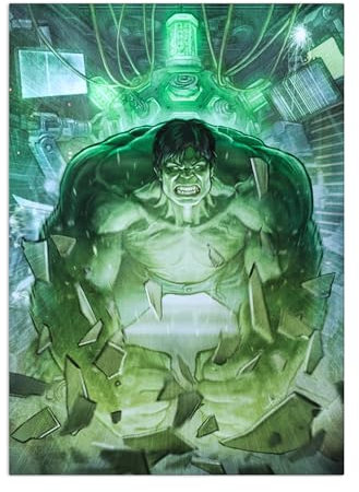 Displate Offiziell Marvel MetallPoster Magnetische Befestigung Inklusive Lizenziert Bilder Hochwertiges Poster Avengers Game - Green Poster 45 cm x 32 cm